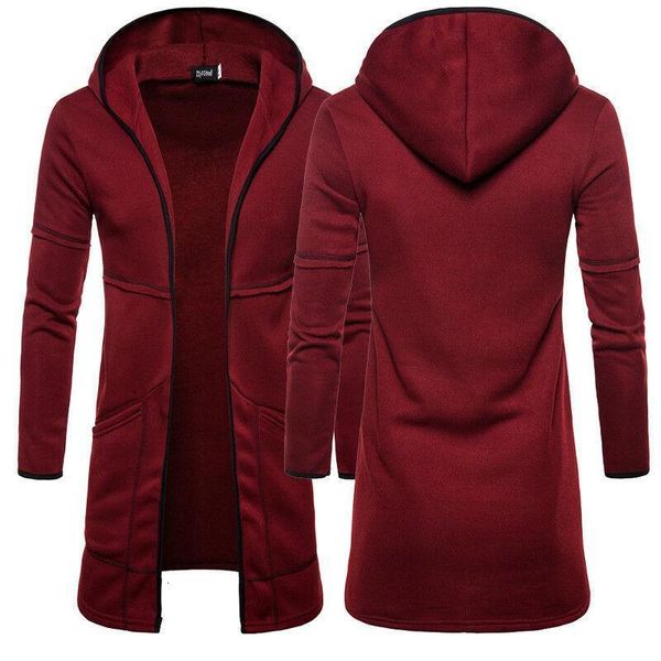 

men spring autumn long sleeve plain hooded warm coat jackets cardigans fashion casual outwear drop shipping, Tan;black