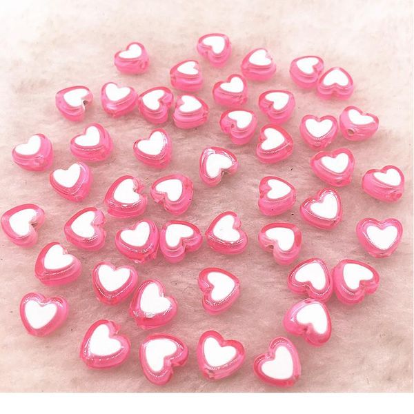 

new 50pcs 8x4mm glossy love heart acrylic bead loose spacer beads for jewelry making diy bracelet acc qyluxp