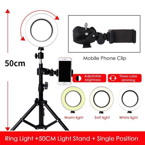 

flash heads 16cm dimmable led selfie ring light with tripod three-color eye beauty lamp for makeup youtube live po bc eu plug1