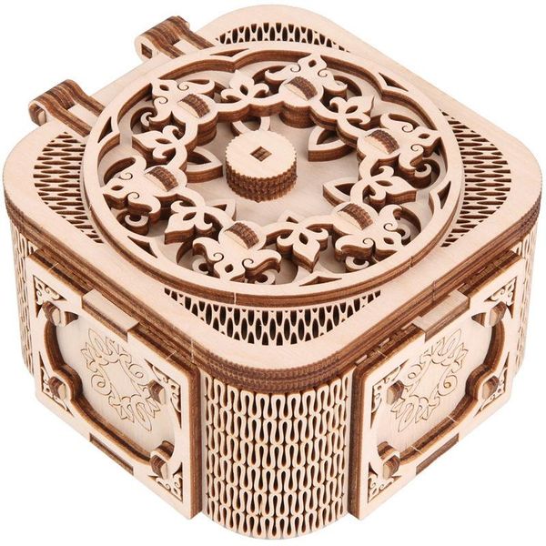 

творческий diy 3d treasure box деревянные головоломки игры ассамблеи подарок игрушки для детей подростков взрослых, Pink;blue