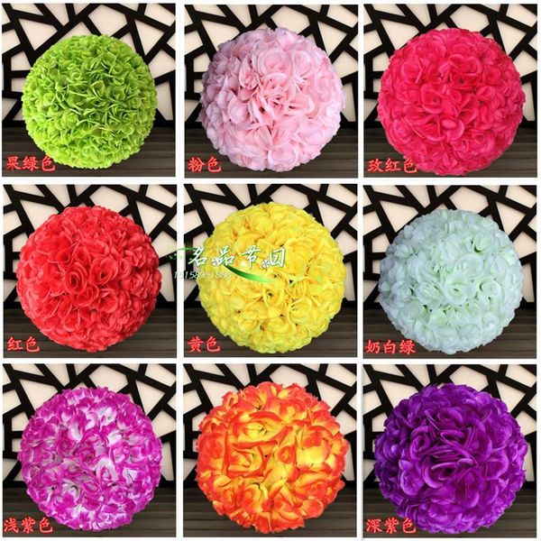 

decorative flowers & wreaths 12pcs/lot ems 30cm multi-colors kissing ball artificial silk rose flower wedding decoration