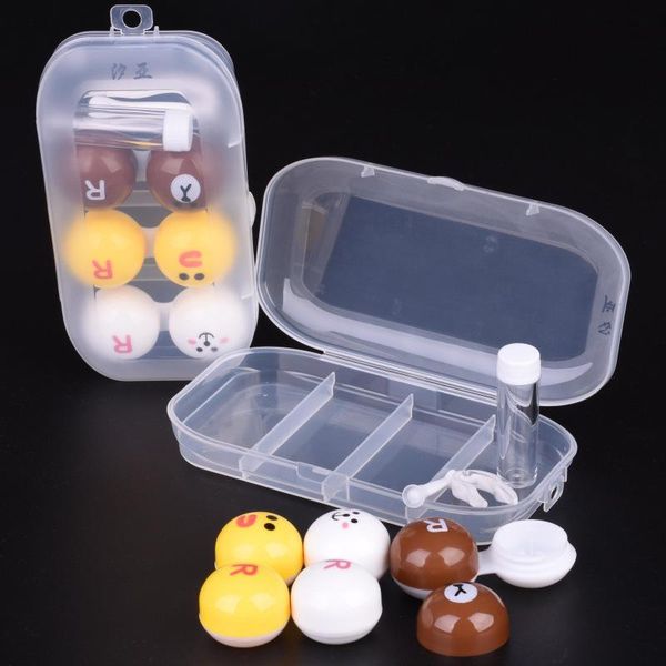 

симпатичные контактные объективы кейс набор 3 пары путешествия линзы коробка установлен прекрасный контактный объектив держатель чехол конте, White;black