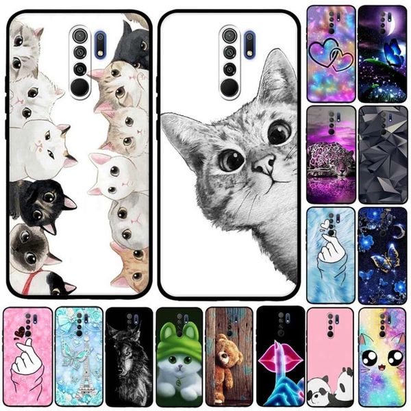 

xiaomi cat flower animal silicone for redmi 9 redmi9 cover bumper shockproof phone case coque