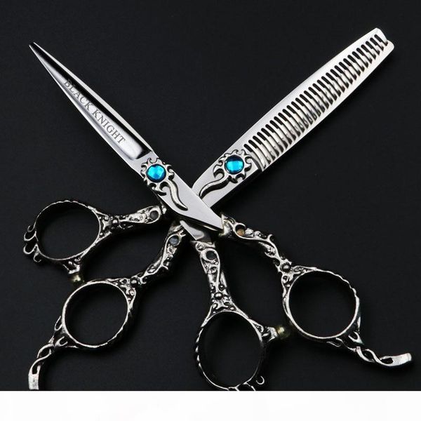 

black knight 6 inch professional hair scissors hairdressing beauty salon cutting and thinning set barber shears tools