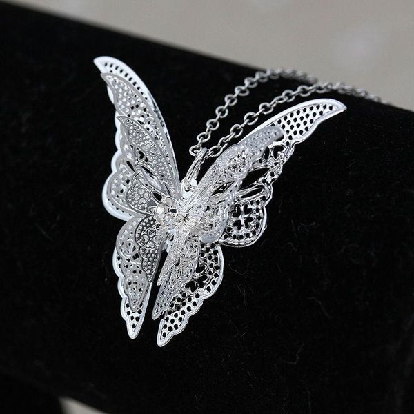 

wholesale new fashion women's jewelry butterfly pendant & necklace chain women lovely butterfly pendant chain necklace jewelry wmtjss, Black;white