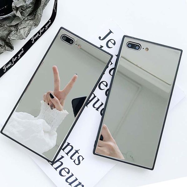 

luxury mirror phone case for iphone 7 8 plus soft edge hard glass protective shell cases for iphone 11 pro xs max xr x 6 6s plus
