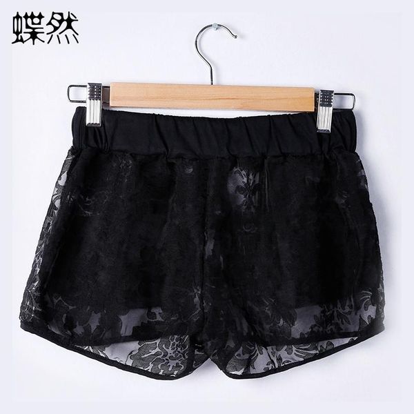 

s-xl women lace shorts black white plus size casual high waist 2020 spring summer skinny booty shorts feminino, Black;pink