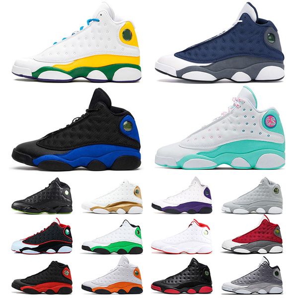 

13 13s mens womens basketball shoes jumpman flint 2020 soar green playground trainers sports sneakers size 36-47