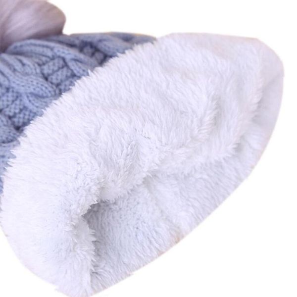

fur pompom wool autumn hats for women girls knitted skullies beanies thick warm fleece pom poms hat outdoor ski bonnet femme, Black;white