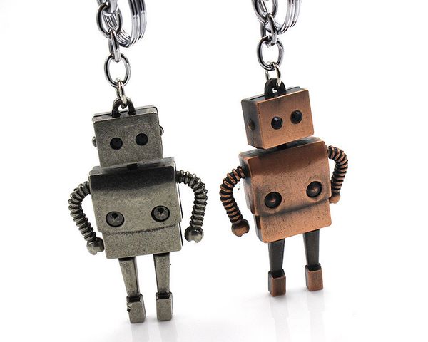 

small nm22 lovers key chain rectangular pendant accessories black eye robot, Silver