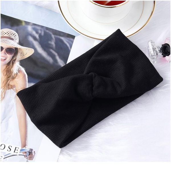 

q women headband solid color wide turban twist knitted cotton hairband spiral double girls makeup elastic hair bands acc qyllkc