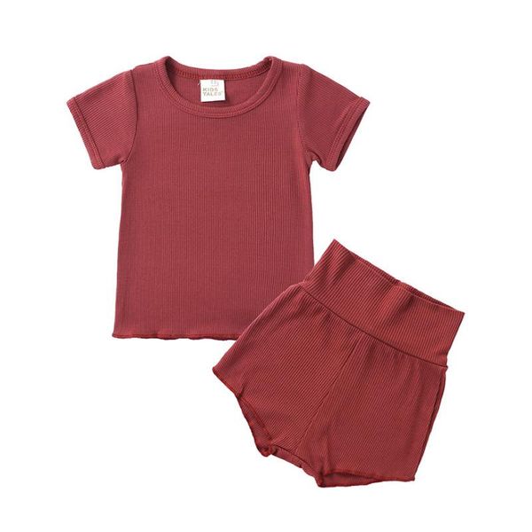 

clothing sets 0-4 years baby two-piece home clothes cotton short-sleeved t-shirt + high waist belly protection shorts pajamas quality, White