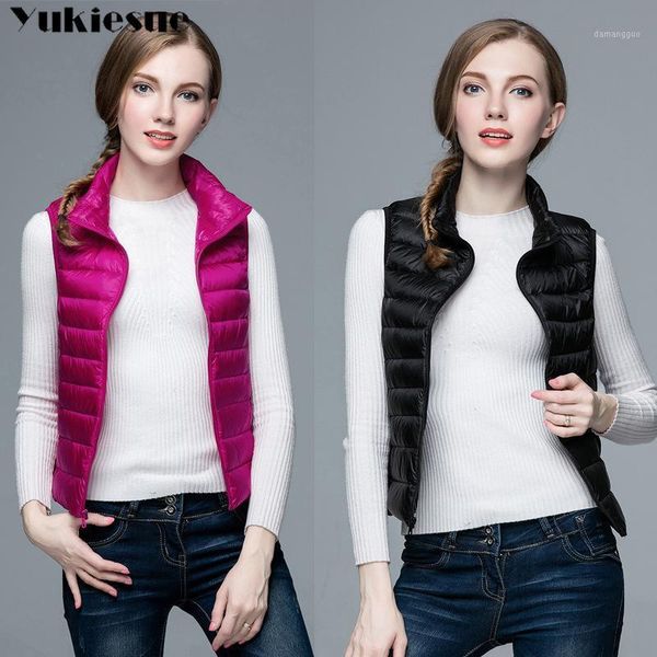 

2020 new women 90% white duck down vest women's ultra light duck down vest jacket autumn winter female jackets sleeveless coat1, Black
