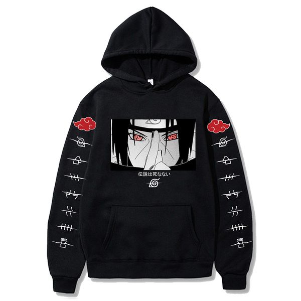 

2020 fashion naruto hoodies streetwear itachi pullover sweatshirt men fashion autumn winter hip hop hoodie pullover, Black