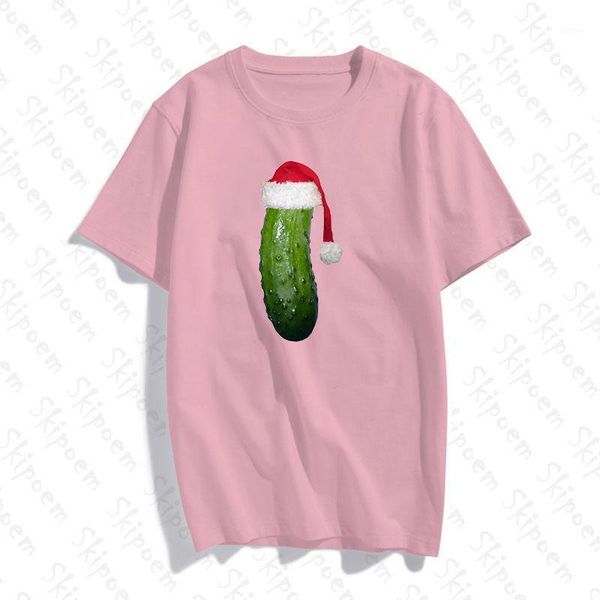 

christmas pickle slim fit women tshirt korean style aesthetic vintage harajuku cotton short sleeve 8 colors clothes streetwear1, White