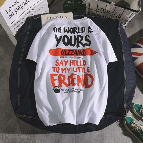 

2020 summer fashion brand street hip hop yuansuo bf loose ins super short sleeve couple t-shirt for men and women, Black;gray