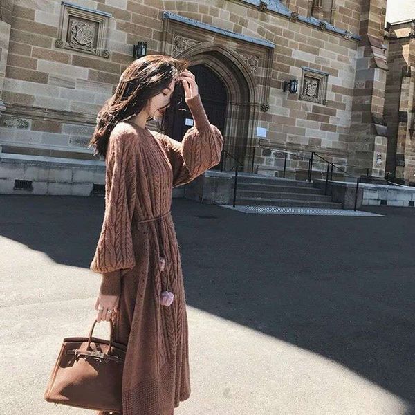 

2020 new dress women's autumn and winter very fairy knitted bottomed skirt, Black;gray