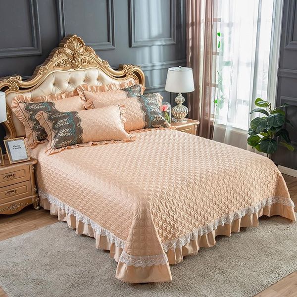

bedspread red pink blue green gray egyptian cotton luxury lace quilted bed cover sheet blanket summer quilt pillowcases 3pcs
