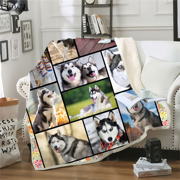 

cloocl animal siberian husky dog 3d print harajuku air conditioning blanket sofa teens bedding throw blankets plush quilt