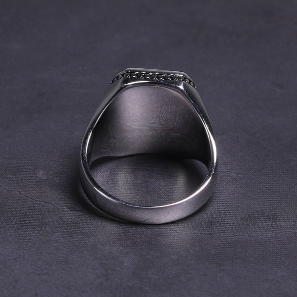 

real solid 925 sterling silver ring simple for men with black square flat gel stone high polishing middle east turkish jewelry 201118, Slivery;golden