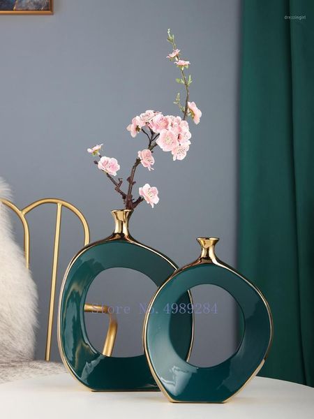 

creativity ceramics golden cutout vase handicrafts flower vase flower arrangement hydroponics modern home deskdecoration1