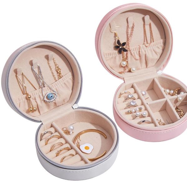 

2020 hot jewelry box водонепроницаемая pu кожаные ювелирные изделия дисплей коробка путешествия организатор кольца ухо шпилька ожерелье дисп, Pink;blue