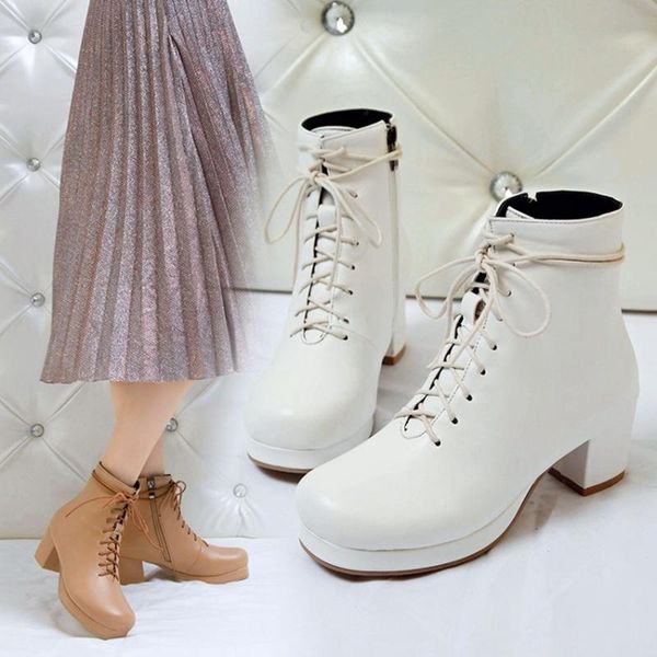 

autumn winter fashion plus size 32-48 new fashion high heels boots women lolita style platform ankle boots for women shoes 699-2, Black