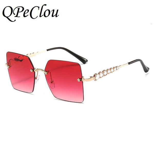 

qpeclou 2020 brand designer квадратные солнцезащитные очки женщины luxury алмазная солнцезащитные очки мода rimless gafas sol uv400, White;black