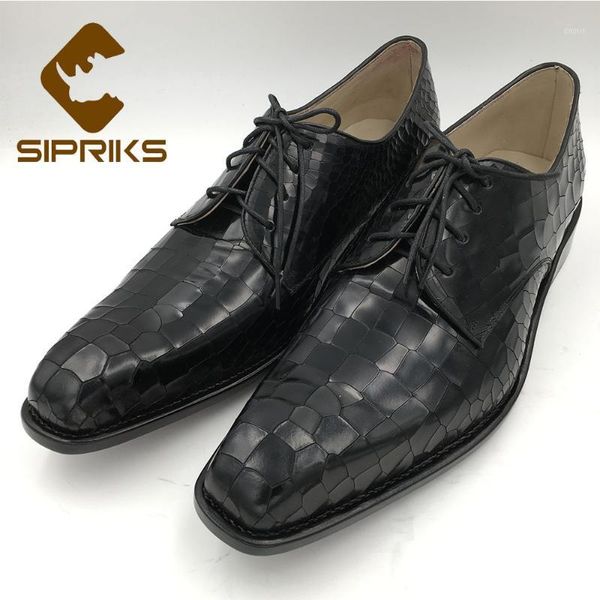 

sipriks big size 36 48 imported full grain leather shoes mens sewing welted gents suit shoes formal tuxedo crocodile skin flat1, Black