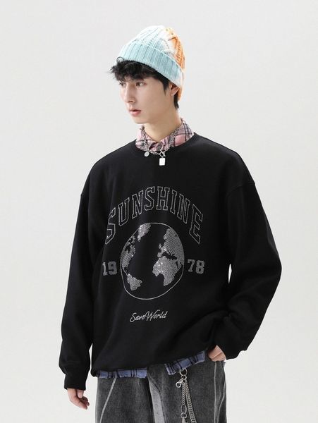 

men letter graphic drop shoulder sweatshirt without shirt k0fg#, Black