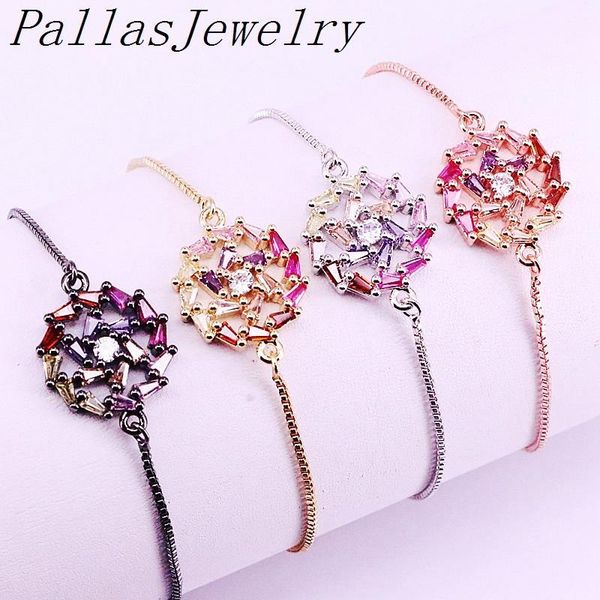

10pcs new beautiful multi cz zircon rainbow charm bracelet femme adjustable chain bracelets for women jewelry1, Black
