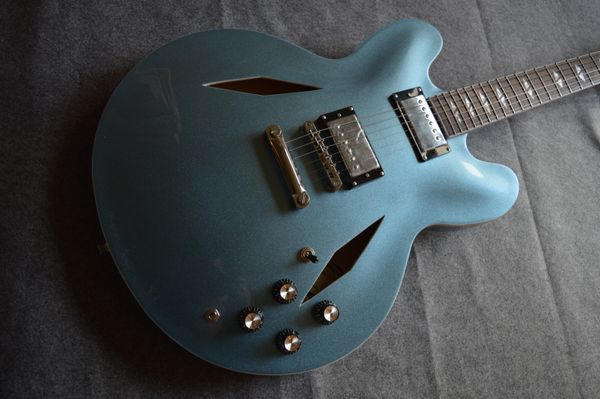 

semi-hollow dg 335 jazz electric guitar metal blue