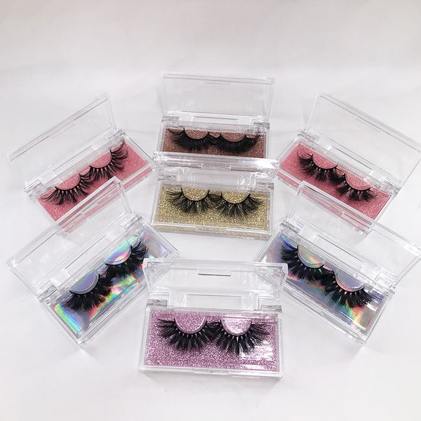 

wholesale lashes vendor print logo acrylic rectangle false eyelash packaging box 25mm cruelty mink eyelashes