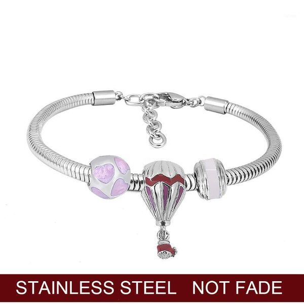 

2020 new arrival stainless steel beads red air balloon pendant charms fit original pandoras bracelets women diy jewelry1, Golden;silver