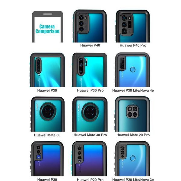 

for huawei p40 p30 lite p30 pro waterproof ip68 diving dustproof phone case for huawei mate 20 30 pro full sealed qylsja