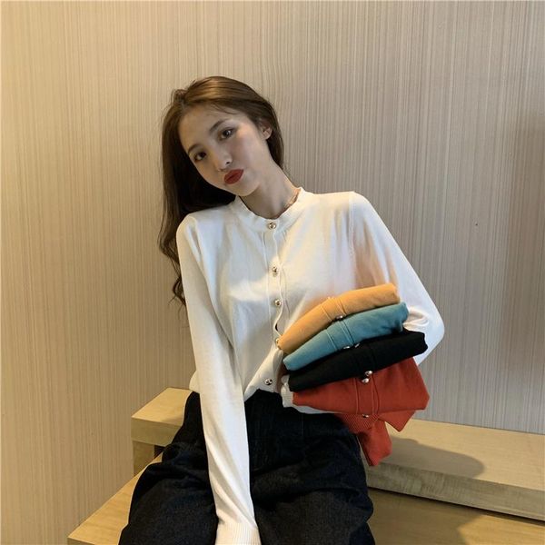 

women's knits & tees make firm offers texture comfortable han edition loose button temperament cardigan sweater, White