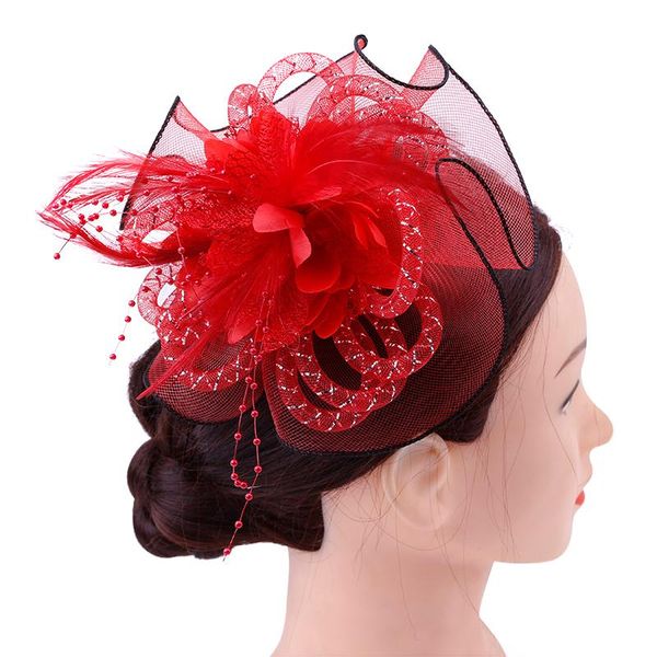 

16 colors fascinator with feathers and veiling ladies day wedding bridal party wedding brides hair accessories bride headdress, Golden;silver