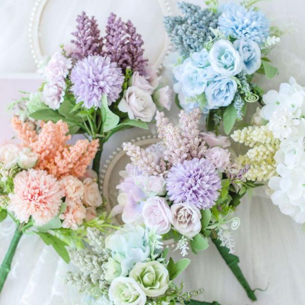 

simulation rose bouquets handmade fake flowers wedding holding flowers simulation silk festival party home decoration1