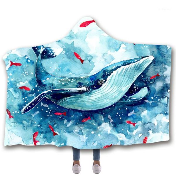 

blankets hooded blanket 3d printed marine life for adults childs sherpa fleece hoodie microfiber soft throw home sofa1