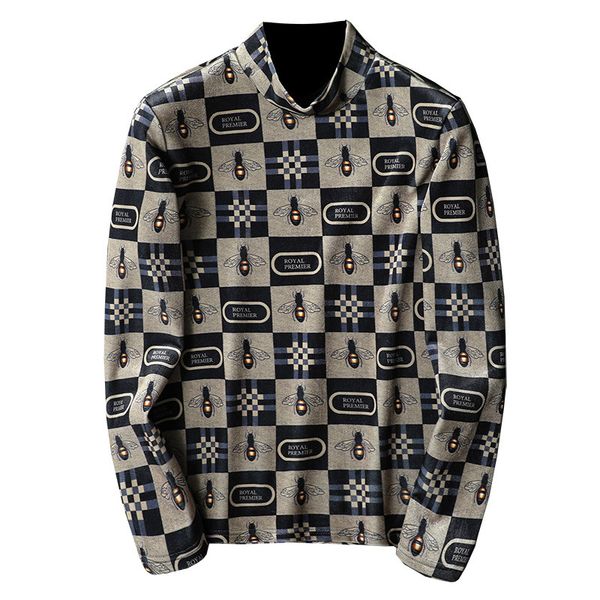 

2021 men's t-shirts fashion casual sweaters high-quality high-neck long sleeve knit sweaters slim men's thick t-shirt, White;black