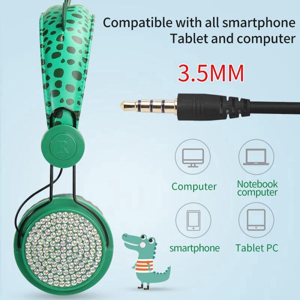 

dinosaur kids headphone headphones wired headsets earphones 3.5mm over-ear earphone for learning pc computer mobile phone