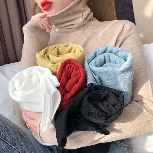

2020 autumn winter soft warm thick sweater women knitted pullover sweater long sleeve turtleneck slim jumper pull femme cashmere1, White;black