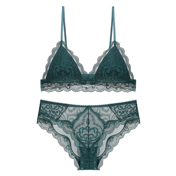

french lace women's underwear without steel ring thin cotton cup bra bra bra, breathable and comfortable bra set c1211, Black;white