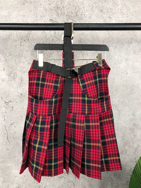 

2020 new ladies fashion belt plaid skirt 1014 y1214, Black
