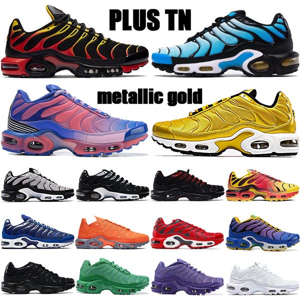 

plus tn og mens running shoes gs chrome yellow metallic gold triple black white total orange grey men women sneakers
