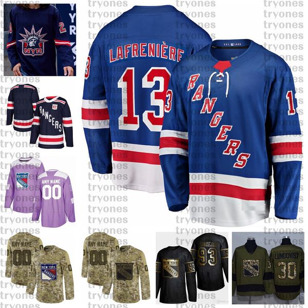 

2021 reverse retro customize 13 alexis lafreniere new york rangers hockey jersey golden edition camo veterans day fights cancer jersey, Black;red