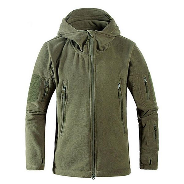 

men windproof tad tactical fleece shooting mountain micro thermal polar fleece hooded jacket army clothes breathable, Black;brown