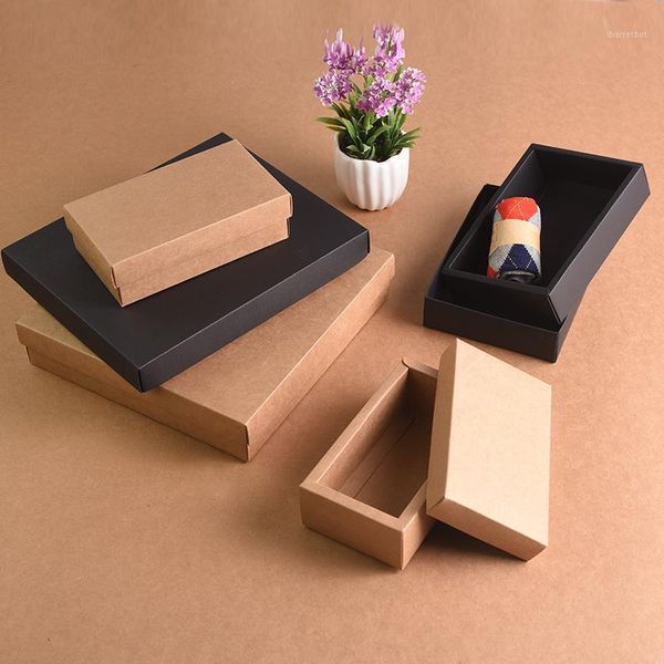 

10pcs - retro brown kraft paper box diy craft gift boxes for socks towel silk scarves accessory gift packaging1