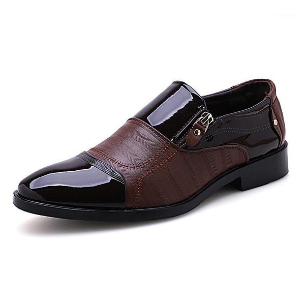 

new brand full grain leather men casual shoes business men dress shoes retro patent leather oxford for size 37-481, Black