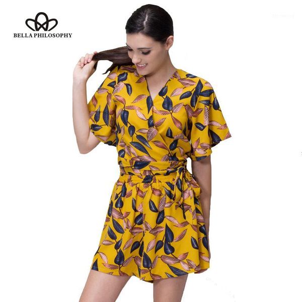 

bella philosophy 2017 women summer beach print shirt blouse shorts set1, White;black